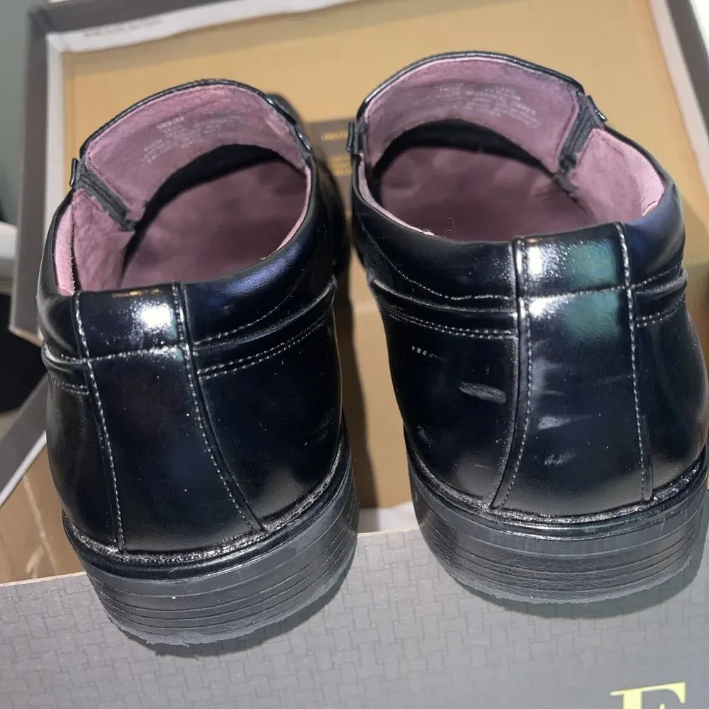 Freeman Henson Mens Black Leather Loafer Dress Shoes Slip-On Size 10.5
